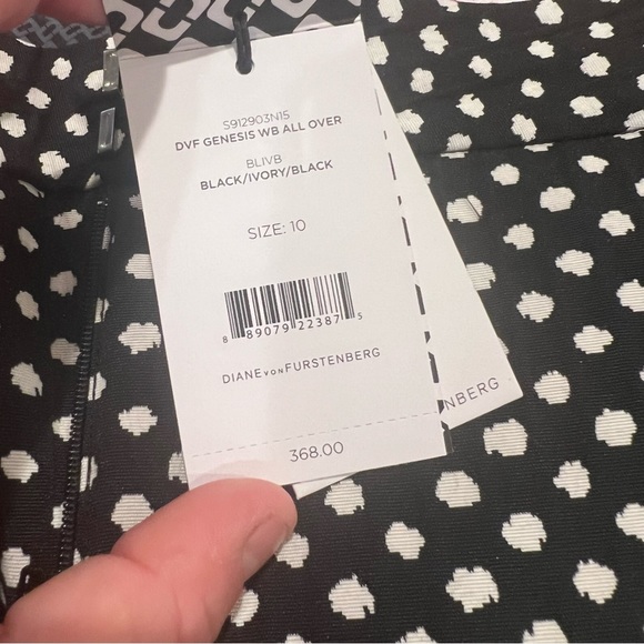 NEW DVF Diane Von Furstenberg Genesis WB All Over Print Pant Black Polka Dot 10 - Picture 12 of 16